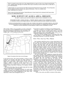 Soil Survey of Alsea Area, Oregon by John F