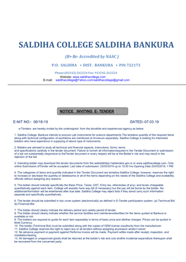 Saldlha COLLEGE SALDIHA BANKURA