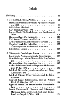 Inhalt Einleitung 11 1 Geschichte, Lokales, Politik . 81 Hermann Broch