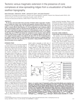 Tectonic Versus Magmatic Extension in the Presence of Core Complexes at Slow-Spreading Ridges from a Visualization of Faulted Seaﬂ Oor Topography