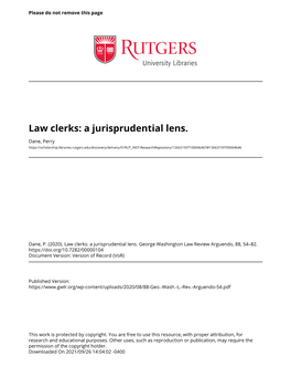 Law Clerks: a Jurisprudential Lens