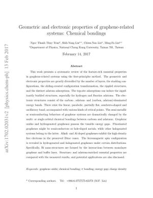 Geometric and Electronic Properties of Graphene-Related Systems: Chemical Bondings Arxiv:1702.02031V2 [Physics.Chem-Ph] 13