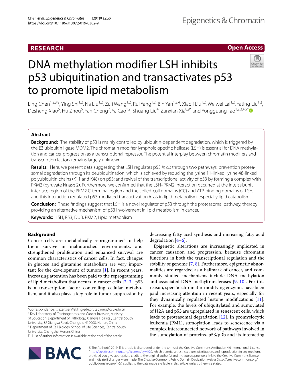 DNA Methylation Modifier LSH Inhibits P53 Ubiquitination And