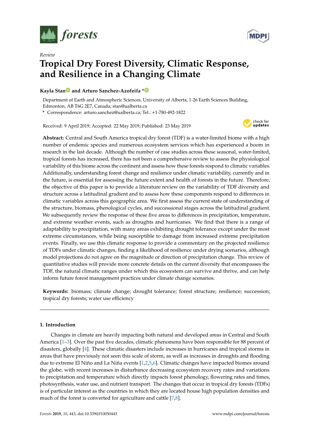 Tropical Dry Forest Diversity, Climatic Response, and Resilience in a Changing Climate
