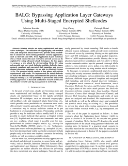 BALG: Bypassing Application Layer Gateways Using Multi-Staged Encrypted Shellcodes