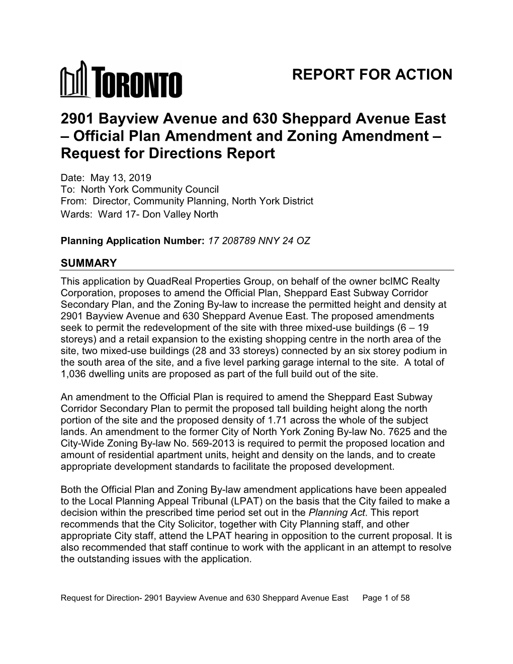 2901 Bayview Avenue and 630 Sheppard Avenue East – Official Plan Amendment and Zoning Amendment – Request for Directions Report