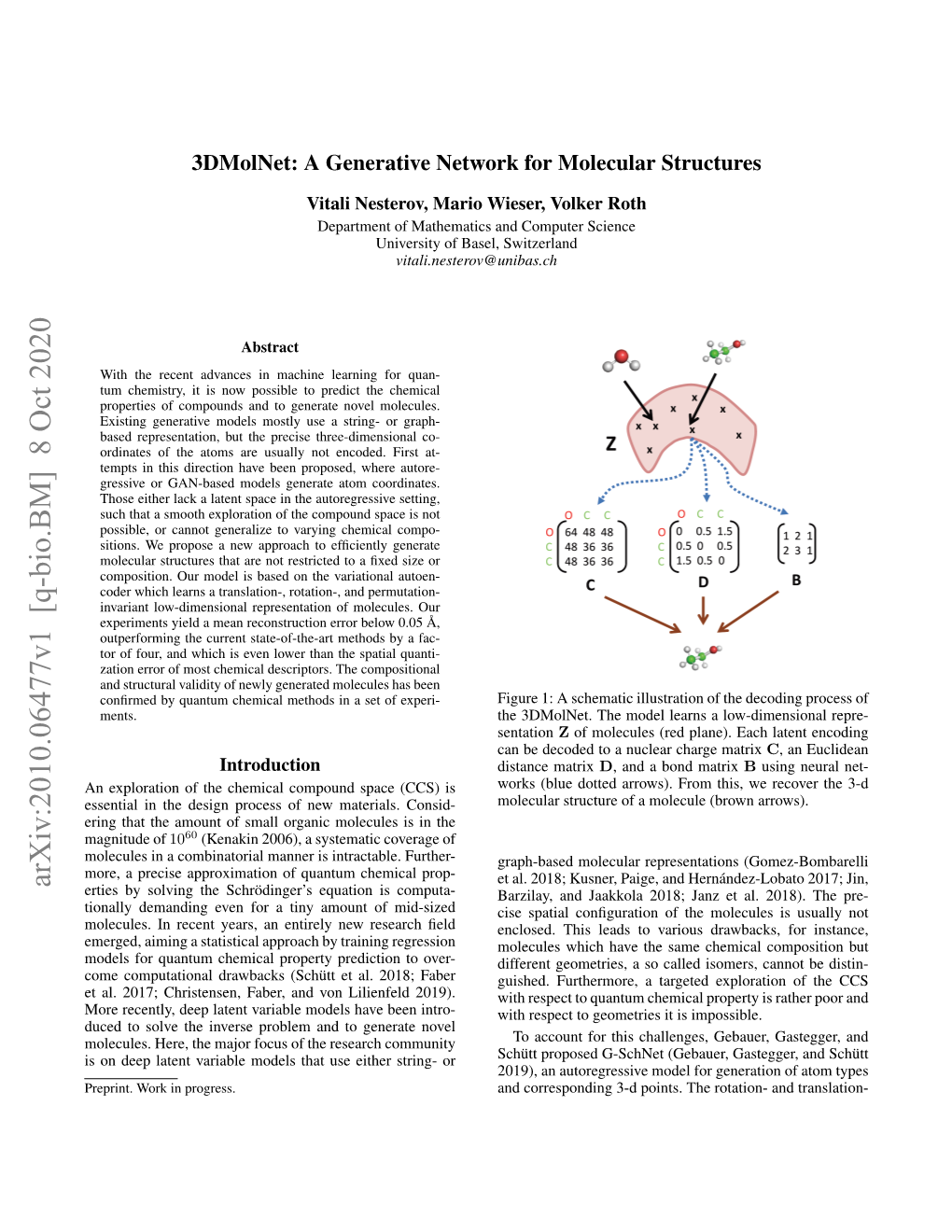 3Dmolnet: a Generative Network for Molecular Structures