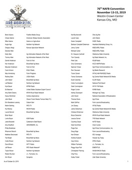 2019 Convention Attendee List