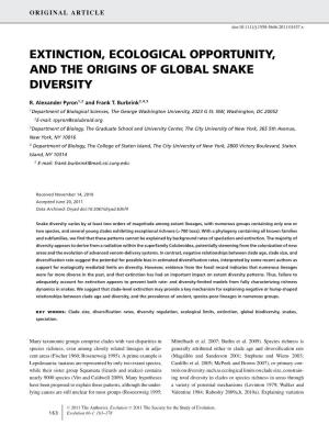 Extinction, Ecological Opportunity, and the Origins of Global Snake Diversity