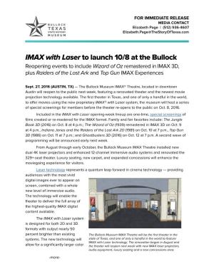 IMAX with Laser to Launch 10/8 at the Bullock
