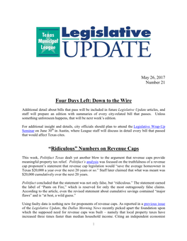 TML Legislative Update Number 21 (PDF)