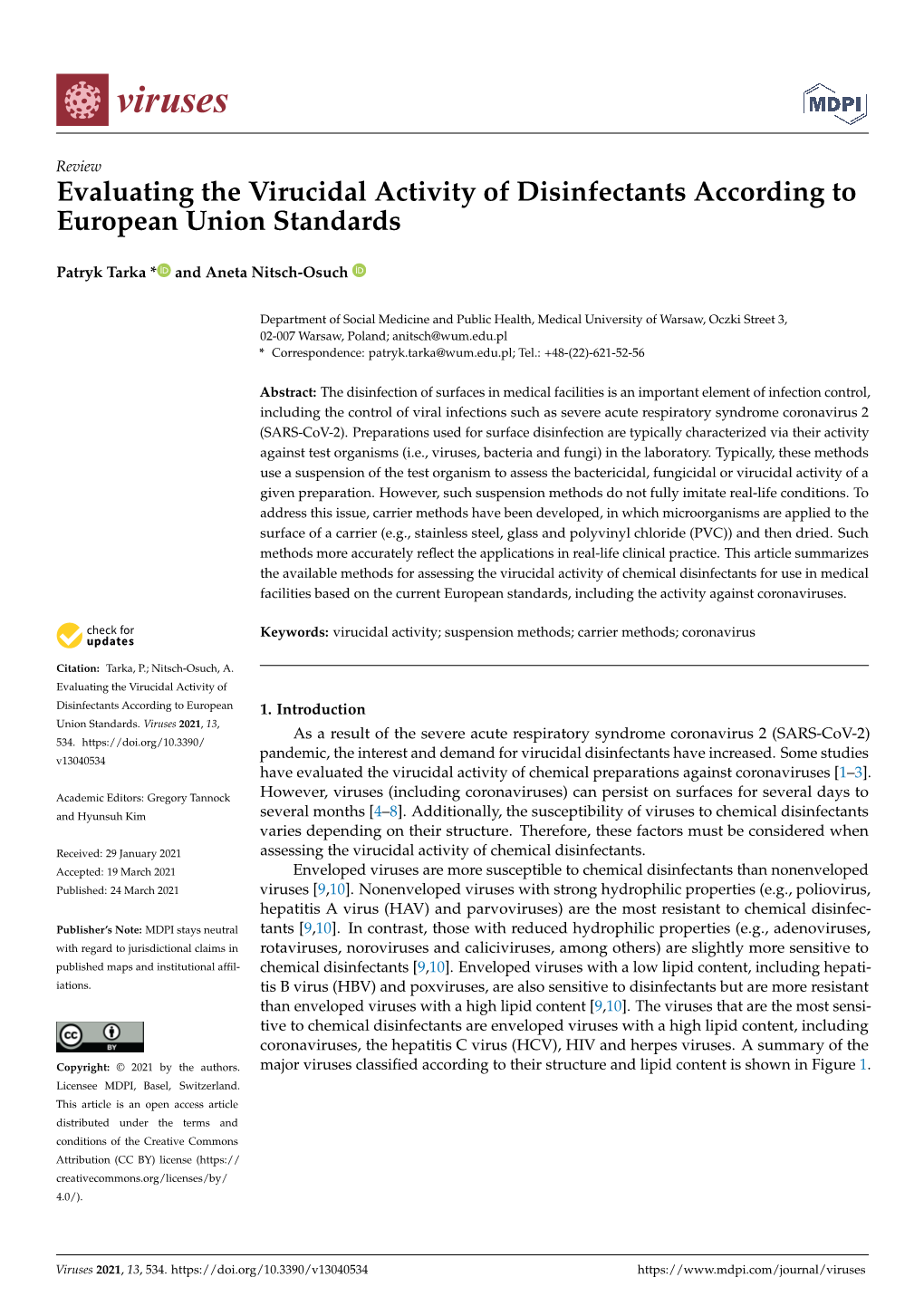 Evaluating the Virucidal Activity of Disinfectants According to European Union Standards