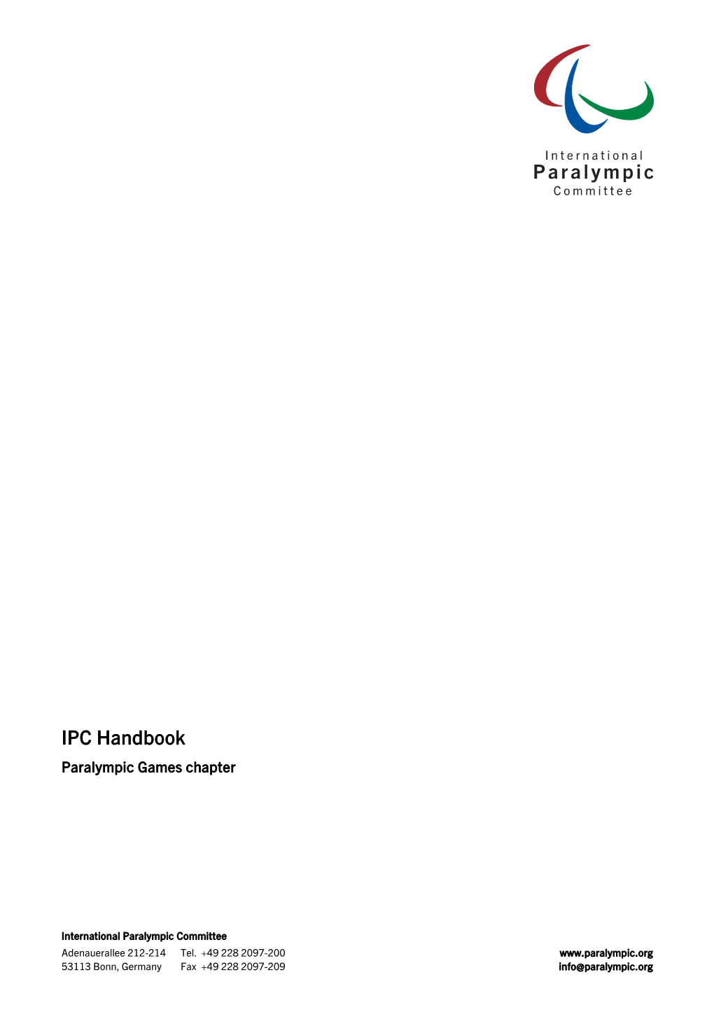 IPC Handbook Paralympic Games Chapter
