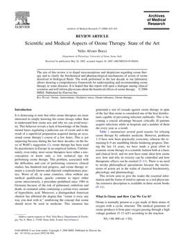 Scientific and Medical Aspects of Ozone Therapy. State of The