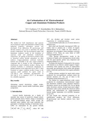 Air Carbonisation of AC Electrochemical Copper and Aluminium Oxidation Products