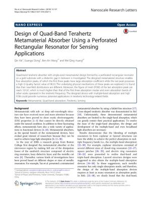 Design of Quad-Band Terahertz Metamaterial Absorber Using A