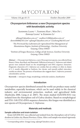 &lt;I&gt;Chrysosporium&lt;/I&gt; Species with Keratinolytic Activity