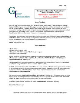 Georgetown Township Public Library Book Discussion Guide