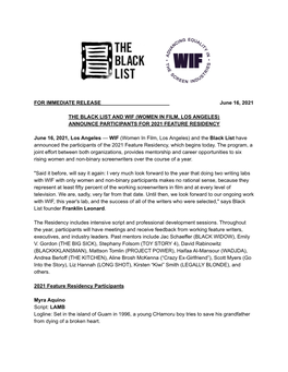 2021 WIF Black List Feature Residency Release