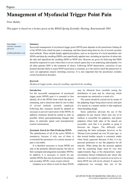 Management of Myofascial Trigger Point Pain (PDF)