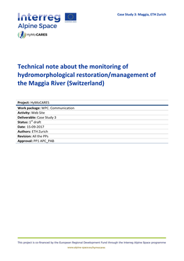 Technical Note About the Monitoring of Hydromorphological Restoration/Management of the Maggia River (Switzerland)