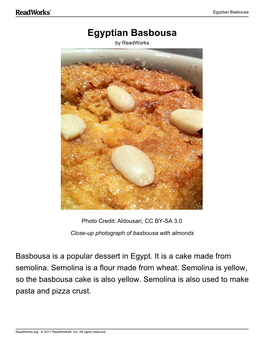 Egyptian Basbousa