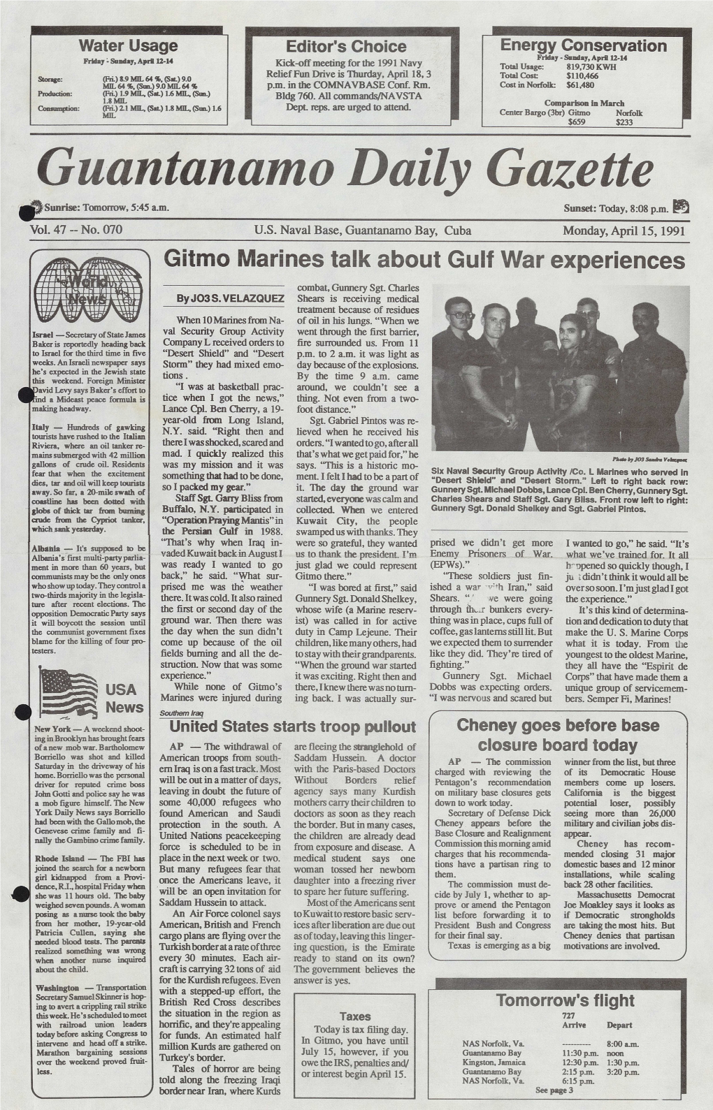 Guantanamo Daily Gazette Sunrise: Tomorrow, 5:45 Am