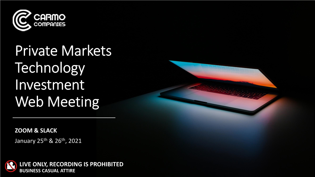 Private Markets Technology Investment Web Meeting