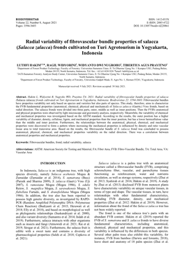 Radial Variability of Fibrovascular Bundle Properties of Salacca (Salacca Zalacca) Fronds Cultivated on Turi Agrotourism in Yogyakarta, Indonesia