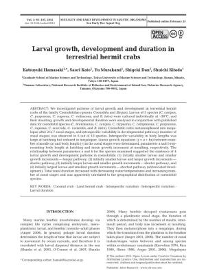 Larval Growth, Development and Duration in Terrestrial Hermit Crabs