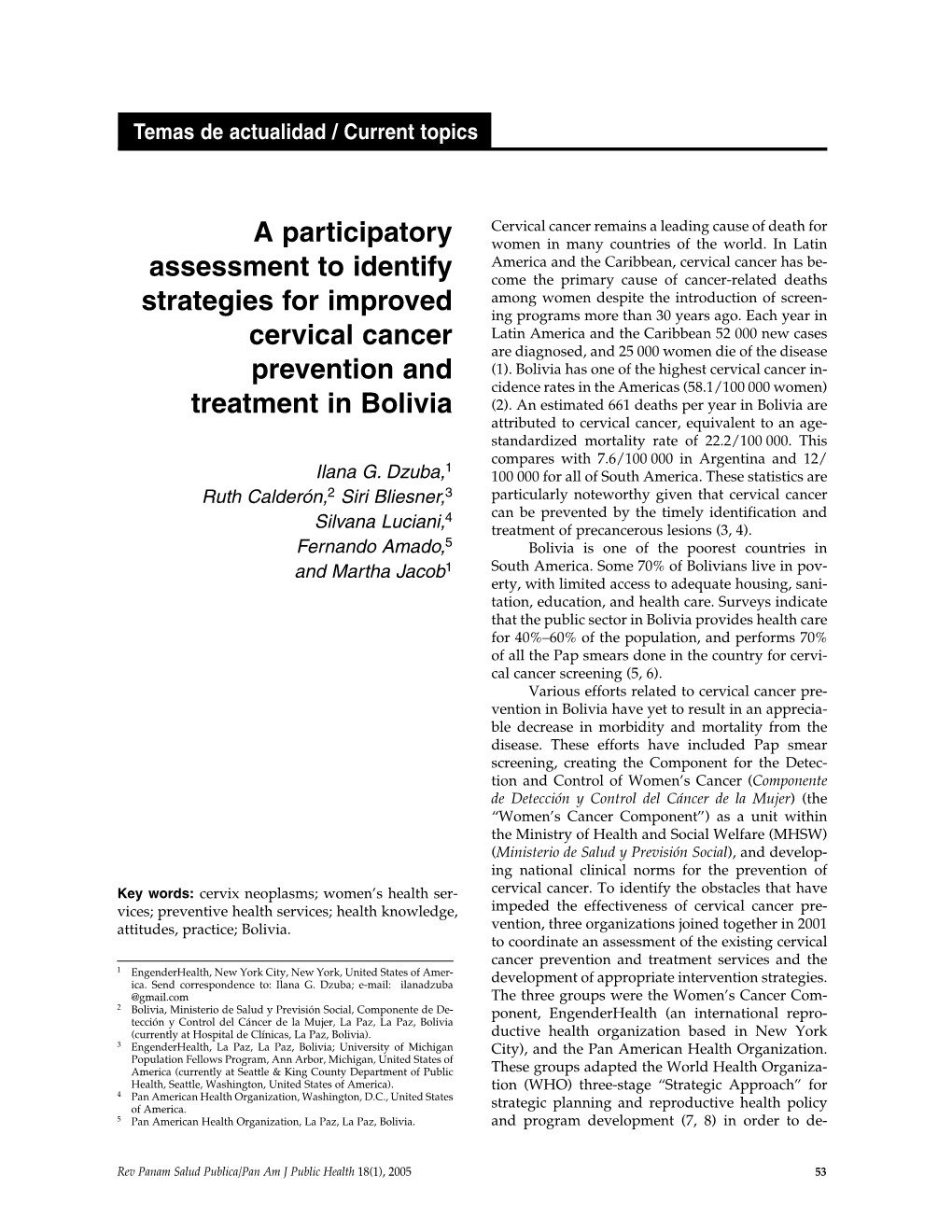 A Participatory Assessment to Identify Strategies for Improved Cervical