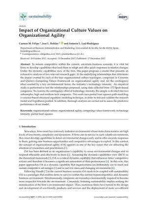 Impact of Organizational Culture Values on Organizational Agility