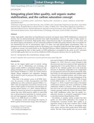 Integrating Plant Litter Quality, Soil Organic Matter Stabilization, and the Carbon Saturation Concept