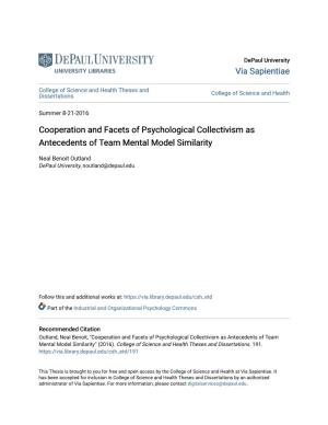 Cooperation and Facets of Psychological Collectivism As Antecedents of Team Mental Model Similarity