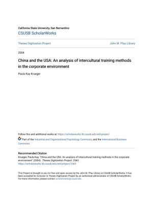 China and the USA: an Analysis of Intercultural Training Methods in the Corporate Environment