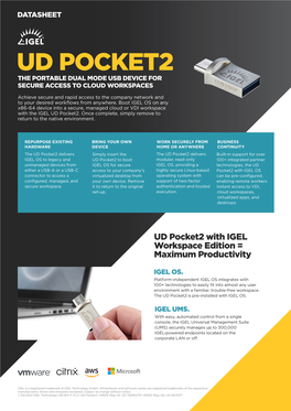 Ud Pocket2 the Portable Dual Mode Usb Device for Secure Access to Cloud Workspaces