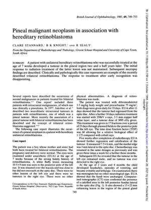 Pineal Malignant Neoplasm in Association with Hereditary Retinoblastoma