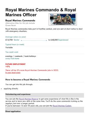 Royal Marines Commando & Royal Marines Officer