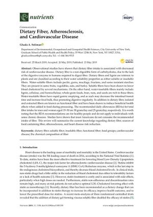 Dietary Fiber, Atherosclerosis, and Cardiovascular Disease