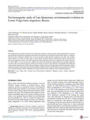 Enviromagnetic Study of Late Quaternary Environmental Evolution in Lower Volga Loess Sequences, Russia