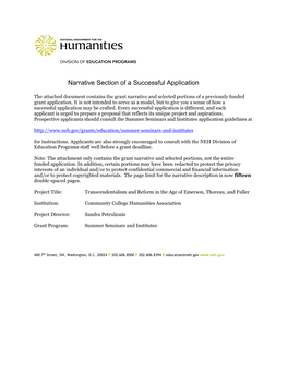 Community College Humanities Association, Transcendentalism