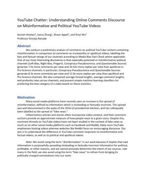 Understanding Online Comments Discourse on Misinformative and Political Youtube Videos