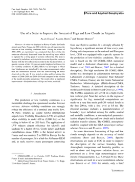 Use of a Sodar to Improve the Forecast of Fogs and Low Clouds on Airports