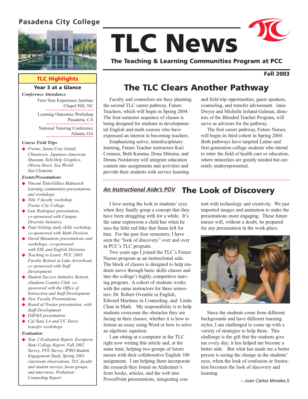 TLC News the Teaching & Learning Communities Program at PCC