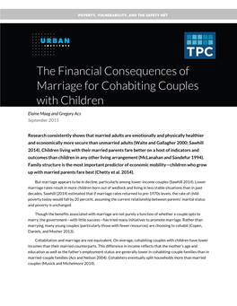 The Financial Consequences of Marriage for Cohabiting Couples with Children