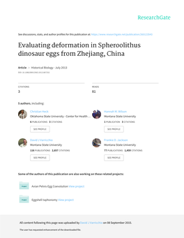 Evaluating Deformation in Spheroolithus Dinosaur Eggs from Zhejiang, China