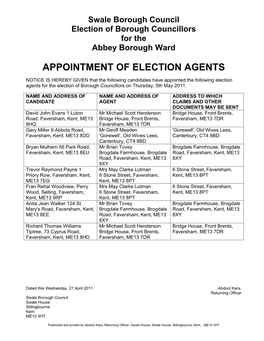 Appointment of Election Agents