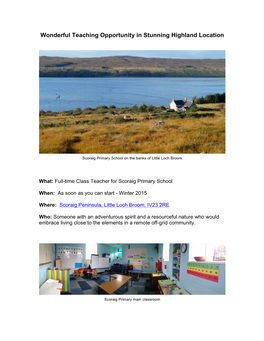 Wonderful Teaching Opportunity in Stunning Highland Location