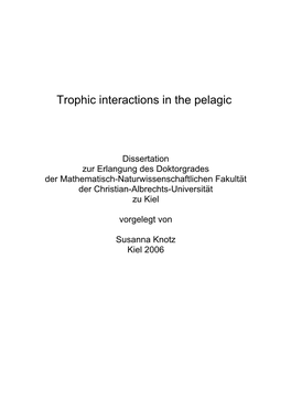 Trophic Interactions in the Pelagic