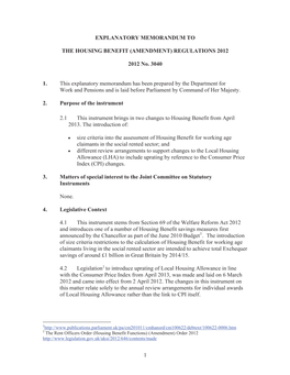 The Housing Benefit (Amendment) Regulations 2012